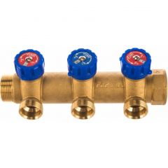 Регулирующий коллектор Far (Фар) 1 1/4″ (НР - ВР) c 3-мя отводами М33х1,5 (межосевое 70 мм) FK 3827 C11403