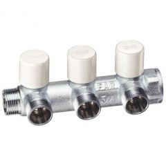 Балансировочный коллектор Far (Фар) 1″ (НР-ВР) с 3 отводами 3/4″ евроконус, хром. FK 3879 13403