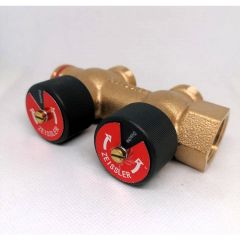 Распределительная гребенка Tim (Тим) с функцией отключения на 2 отвода 3/4″ х 3/4″EK (ZSc.403.0502E)