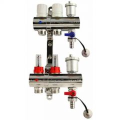 Коллекторная группа Tim (Тим) с расходомерами 1″, 2 хода, латунь, торцевой без кранов (KC002)