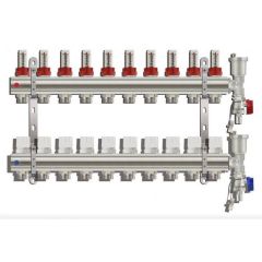 Коллекторная группа Tim (Тим) с расходомерами 1″, 12 хода, латунь, торцевой без кранов (KC012)