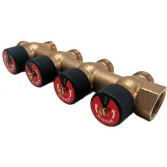 Распределительная гребенка Tim (Тим) с функцией отключения на 4 отвода 3/4″ х 3/4″EK (ZSc.403.0504E)