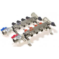 Коллекторная группа Tim (Тим) с расходомерами 1″, 8 хода, нерж. с кранами (квадрат) (KAS5008)