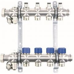 Коллекторная группа Elsen (Элсен) , 1″, 3 контура, размер отвода-3/4″, с вентилями, нержавеющая сталь