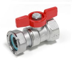 Кран шаровой, Giacomini (Джакомини) , 3/4″x3/4″с внутренней резьбой, с отводом с накидной гайкой для счетчиков, латунь R251PY004