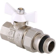 Кран шаровой Valtec Base с полусгоном 3/4 вн.-нар. с доп. упл. белая рукоятка (VT.227.NRW.05)