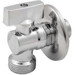 Кран шаровой Elsen (Элсен) , угловой, для стиральных машин с розеткой, 3/4″, 1/2″, НН, ручка-бабочка