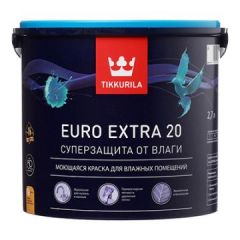 Краска моющаяся Tikkurila Euro Extra 20 суперзащита от влаги база A 2,7 л