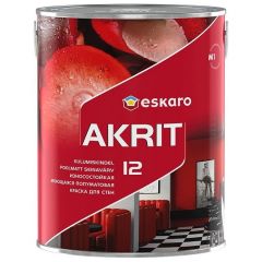 Краска для стен и потолков Eskaro Akrit 12 моющаяся полуматовая износостойкая база A белая 0,95 л