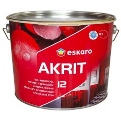 Краска для стен и потолков Eskaro Akrit 12 моющаяся полуматовая износостойкая база TR прозрачная 2,85 л