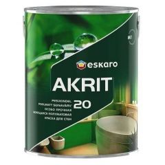 Краска для стен и потолков Eskaro Akrit 20 особо прочная моющаяся полуматовая база А белая 0,95 л