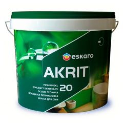 Краска для стен и потолков Eskaro Akrit 20 особо прочная моющаяся полуматовая база А белая 2,85 л