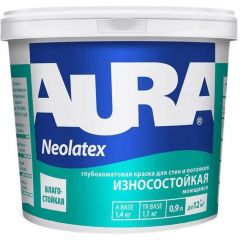 Краска для стен и потолков Eskaro Aura Neolatex износостойкая глубокоматовая база А белая 0,9 л