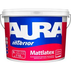 Краска интерьерная для стен и потолков Eskaro Aura Interior Mattlatex матовая база А белая 9 л