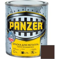 Краска алкидная Panzer для металла гладкая влагостойкая глянцевая коричневый (RAL 8017) 0,75 л (6)