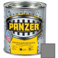 Краска алкидная Panzer для металла гладкая влагостойкая глянцевая серебристый (RAL 9022) 0,25 л (6)