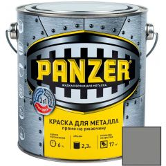 Краска алкидная Panzer для металла гладкая влагостойкая глянцевая серебристый (RAL 9022) 2,3 л (1/4)