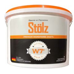 Краска для стен Stolz W7+ Premium Wandfarbe (Matt) моющаяся тиксотропная матовая база A (ST0005) 4,5 л