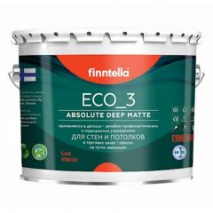 Краска для стен и потолков воднодисперсионная акриловая Finntella Eco_3 Absolute Deep Matte гладкая абсолютно матовая база A 0,9 л