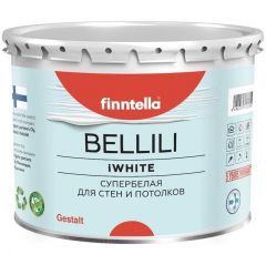 Краска для стен и потолков акриловая Finntella Bellili IWhite с 4D глубокоматовая супербелая 3 л