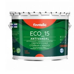 Краска интерьерная акриловая Finntella Eco_15 Antivandal для ванных комнат и кухни сверхпрочная стойкая к износу полуматовая база A 0,9 л