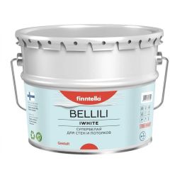 Краска для стен и потолков акриловая Finntella Bellili IWhite с 4D глубокоматовая супербелая 9 л