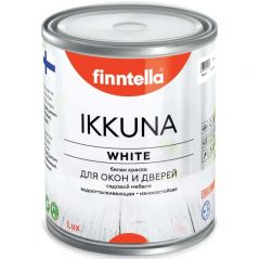 Краска мебельная акриловая Finntella Ikkuna White для деревянных окон и дверей с натуральным маслом полуматовая база A 0,45 л