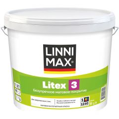 Краска водно-дисперсионная для внутренних работ Linnimax Litex 3 / Литекс 3 База 1 9 л