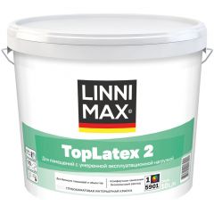 Краска водно-дисперсионная для внутренних работ Linnimax Toplatex 2 / ТопЛатекс 2 База 3 9,4 л