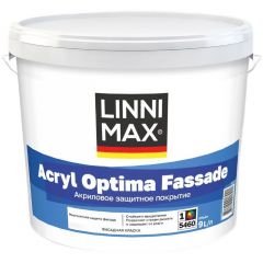 Краска водно-дисперсионная для наружных работ Linnimax Acryl Optima Fassade / Оптима Фасад База 1 9 л