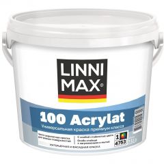 Краска водно-дисперсионная для наружных и внутренних работ Linnimax 100 Acrylat / 100 Акрилат База 1 2,5 л