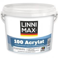Краска водно-дисперсионная для наружных и внутренних работ Linnimax 100 Acrylat / 100 Акрилат База 3 2,35 л