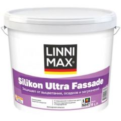 Краска силиконовая для наружных работ Linnimax Silikon Ultra Fassade / Силикон Ультра Фасад База 1 9 л