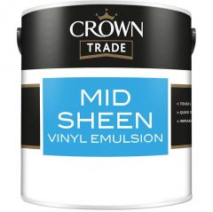 Краска интерьерная Crown Trade Mid Sheen Vinyl Emulsion полуматовая белая 2,5 л