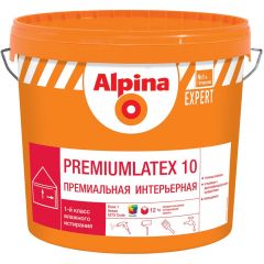 Краска интерьерная акриловая Alpina Expert Premiumlatex 10 моющаяся шелковисто-матовая база 1 белая 2,5 л