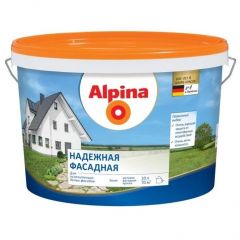 Краска фасадная водно-дисперсионная Alpina Надежная матовая белая 10 л
