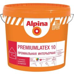 Краска интерьерная водно-дисперсионная Alpina Expert Premiumlatex 10 белая шелковисто-матовая база 1 10 л