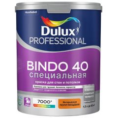 Краска интерьерная влагостойкая Dulux Professional Bindo 40 специальная полуглянцевая база BW 4,5 л