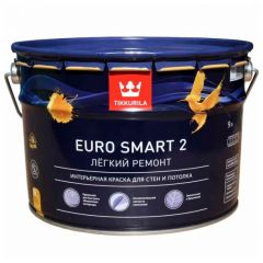 Краска интерьерная Tikkurila Euro Smart 2 для стен и потолка легкий ремонт база А 9 л