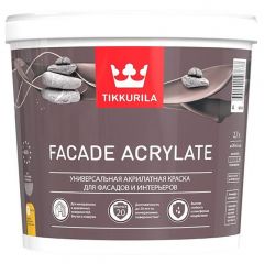 Краска универсальная акрилатная Tikkurila Facade Acrylate для фасадов и интерьеров влагостойкая моющаяся глубокоматовая база A 2,7 л