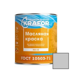 Краска масляная Krafor МА–15 влагостойкая глянцевая серая 25 кг