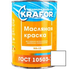 Краска масляная Krafor МА–15 влагостойкая глянцевая белая 0,9 кг