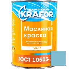 Краска масляная Krafor МА–15 влагостойкая глянцевая бирюзовая 0,9 кг