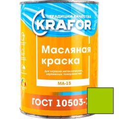 Краска масляная Krafor МА–15 влагостойкая глянцевая салатовая 0,9 кг