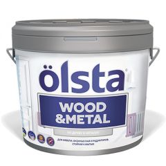 Краска Olsta Wood and Metal Глянцевая Белая база A 0,9 л