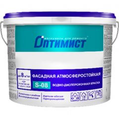 Краска фасадная Оптимист S-08 атмосферостойкая матовая белая 25 кг