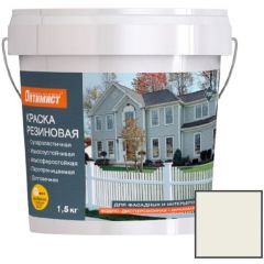 Краска для фасадных и интерьерных работ Оптимист F 310 резиновая матовая белая 1,5 кг