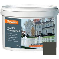 Краска для фасадных и интерьерных работ Оптимист F 310 резиновая матовая темно-серая 14 кг
