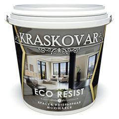 Краска интерьерная Kraskovar Eco Resist влагостойкая, моющаяся База A (1900001347) 0,9 л