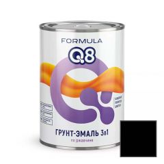Грунт-эмаль по ржавчине алкидная Formula Q8 (Формула Ку8) ПФ-115 3 в 1 матовая черная 0,9 кг